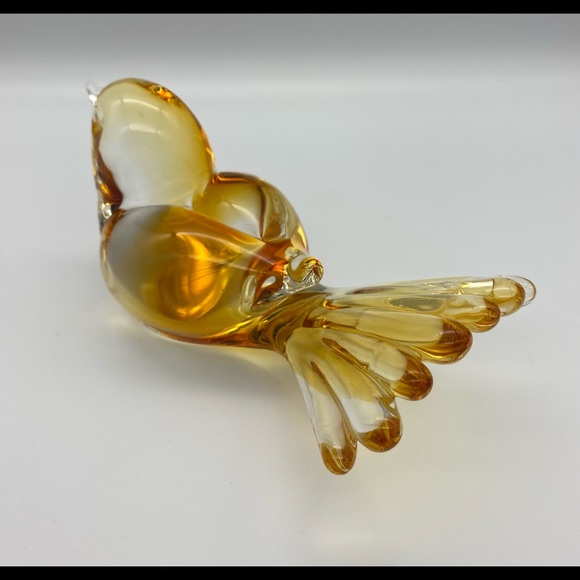 Amber Handblown Murano Glass Bird R Anatra Signed - Picture 4 of 14